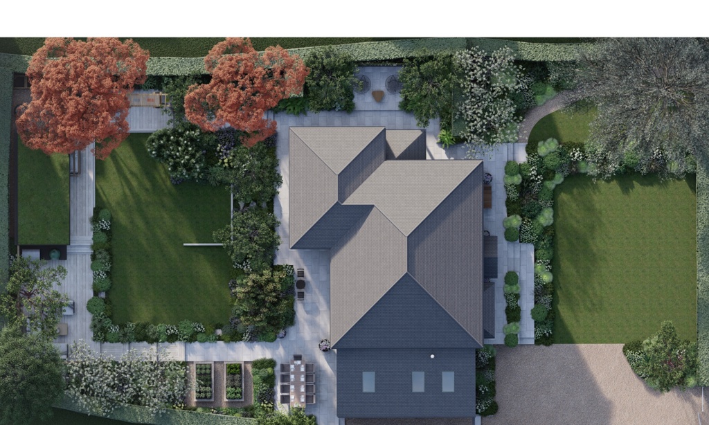 Front and Rear Garden Design Plan View